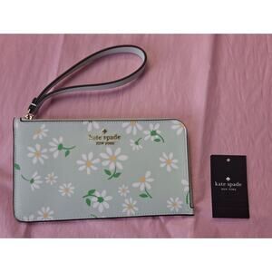Kate Spade Lucy Daisy Medium L Zip Wristlet Crystal Blue KH238